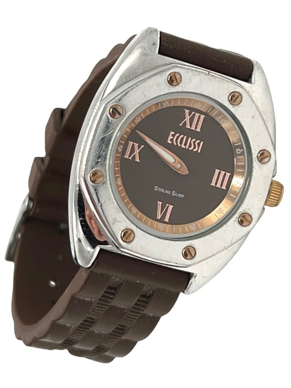 Ecclissi Sterling silver 23976 Chocolate Brown Rubber Band